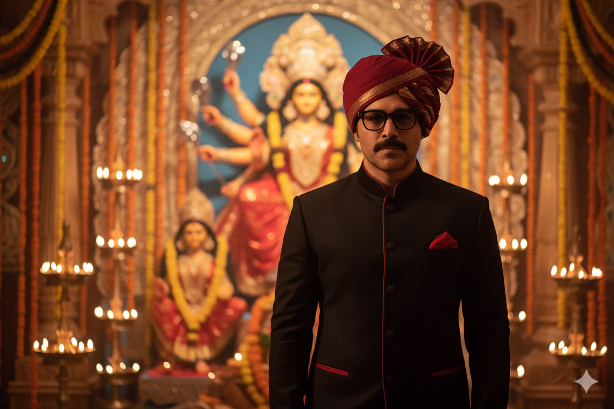 Durga Puja Photo Trend for Men: পুজোর 5 দিন আলাদা সাজ, এ বার ছেলেদের জন্যও রইল প্রম্পট 2 gemini ai photos